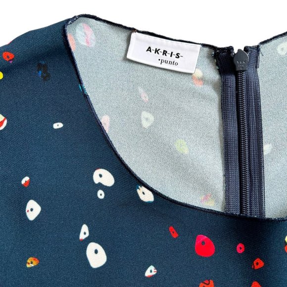 Akris Punto Novelty Abstract Print Asymmetric Peplum Blouse - Picture 3 of 7